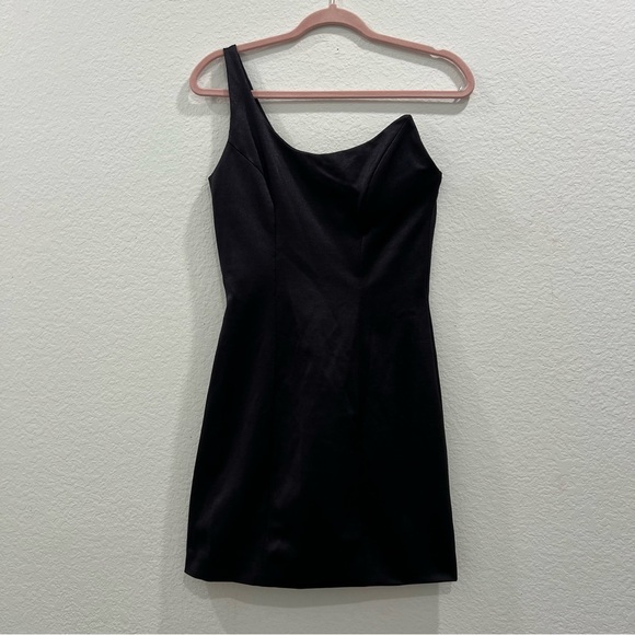 Betsey Johnson Little Black Dress One Shoulder Bodycon Minidress Holiday Party M - Picture 2 of 6